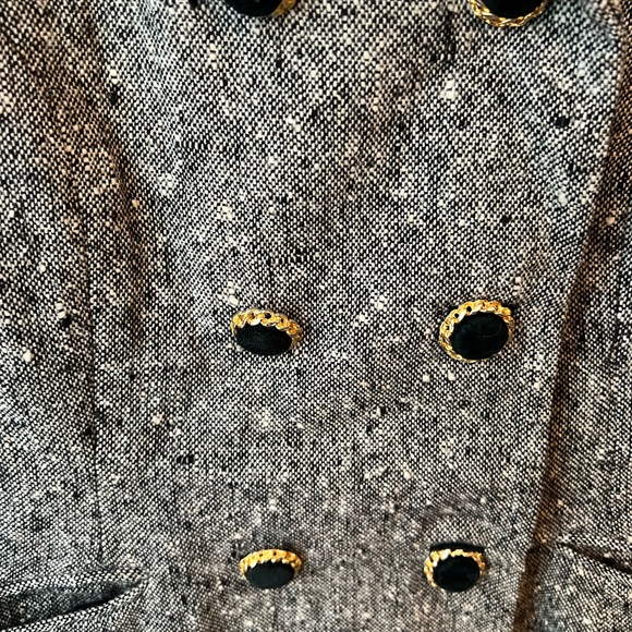 Zang Toi Vtg Charcoal Double-Breasted Speckled Wool Blazer Old Money Grandpacore - Picture 4 of 5